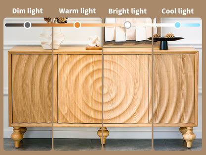4-Door Storage Sideboard Cabinet with 3D Carved Veneer Fronts, Push-to-Open Soft-Close Hinges, Adjustable Shelves image 6