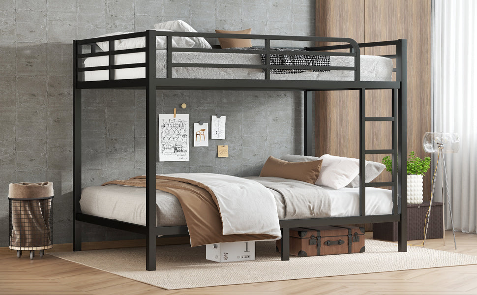 Metal Full XL over Full XL Bunk Bed for Teens and Adults,Space-Saving/Noise Reduced/No Box Spring Needed, Black image 10