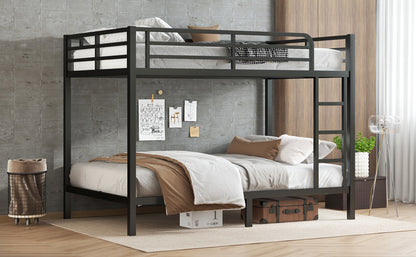 Metal Full XL over Full XL Bunk Bed for Teens and Adults,Space-Saving/Noise Reduced/No Box Spring Needed, Black image 10