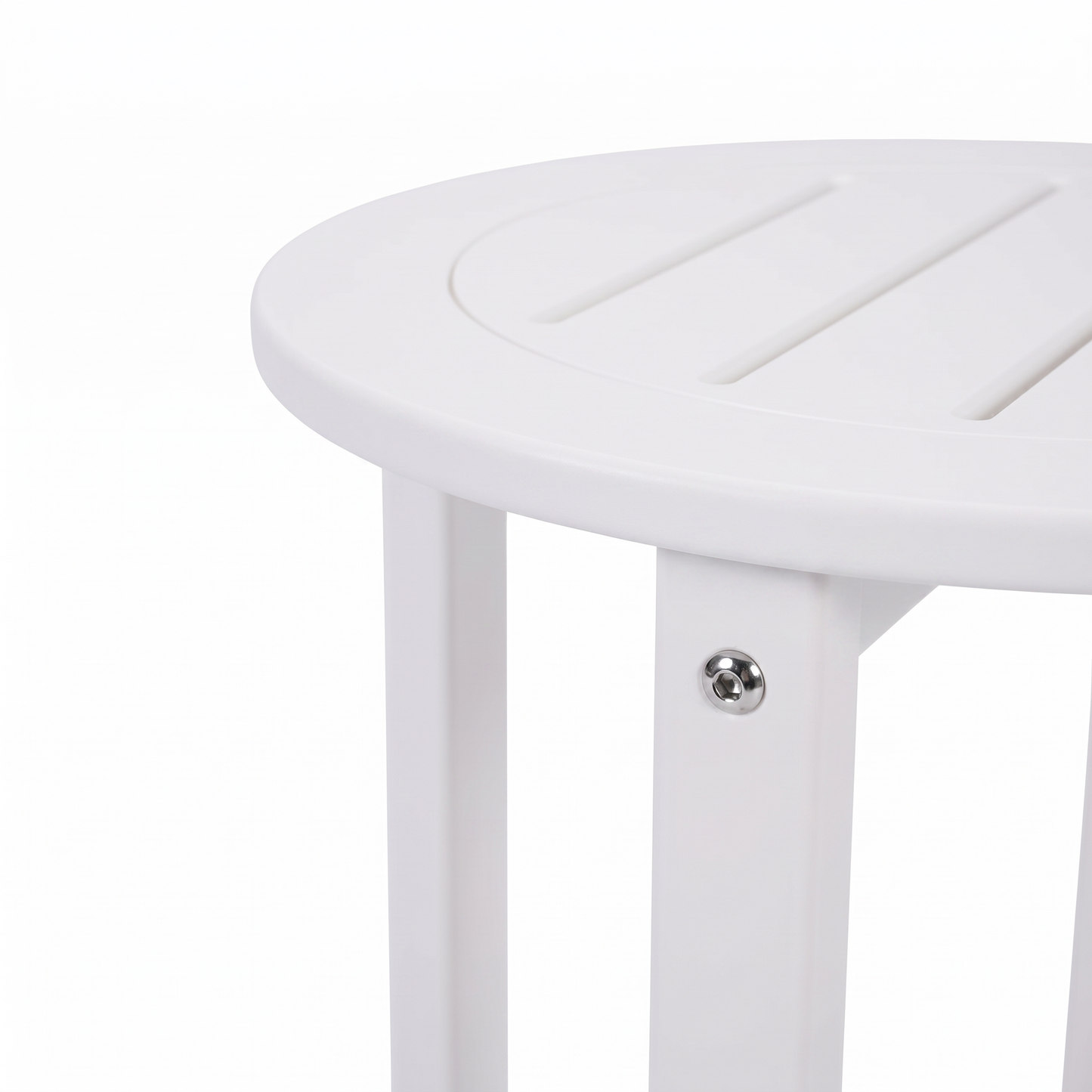 White HDPE Round Outdoor Side Table, 18 in. Dia. x 17 in. H, Small Weather-Resistant Patio End Table image 10