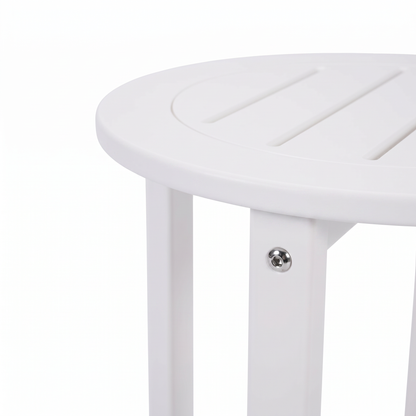 White HDPE Round Outdoor Side Table, 18 in. Dia. x 17 in. H, Small Weather-Resistant Patio End Table image 10