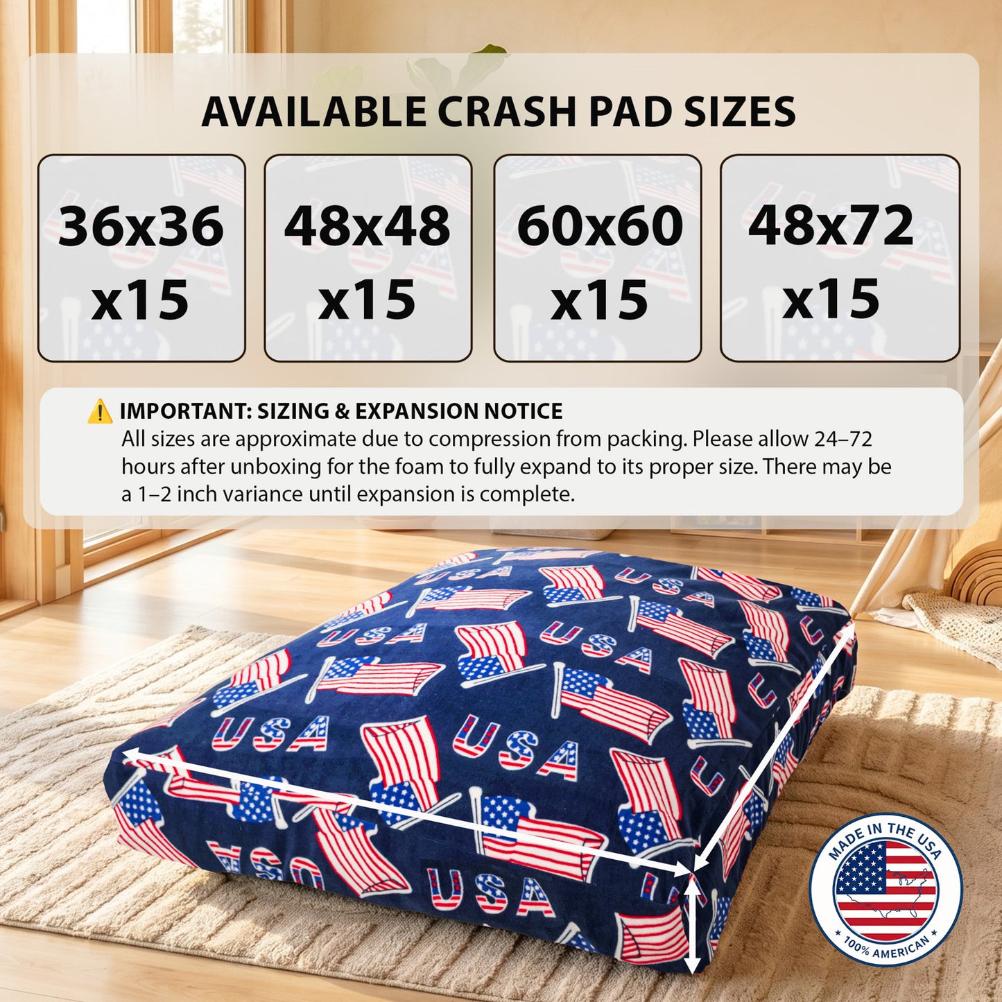 Sensory Crash Pad for Kids & Adult – Crash Mat with Foam Blocks, Removable and washable with Non-Slip Bottom, Fleece Soft Fabric Sensory Pads, Landing Mat for Jumping, Relaxing & Play - 48"x72" image 3