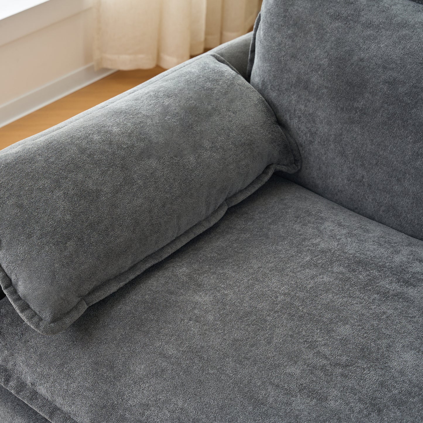 Oversized 41.73" Sofa Chair, Modern Upholstered Armchair with 1 Toss Pillow, Modular Sectional Sofa for Living Room, Deep Seat Reading Sofa for Bedroom Apartment, DIY Combination Chenille,Grey image 9