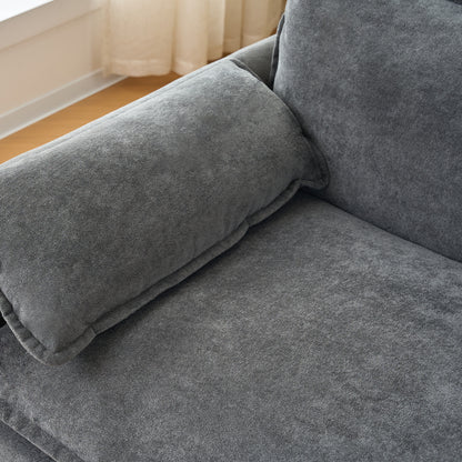 Oversized 41.73" Sofa Chair, Modern Upholstered Armchair with 1 Toss Pillow, Modular Sectional Sofa for Living Room, Deep Seat Reading Sofa for Bedroom Apartment, DIY Combination Chenille,Grey image 9