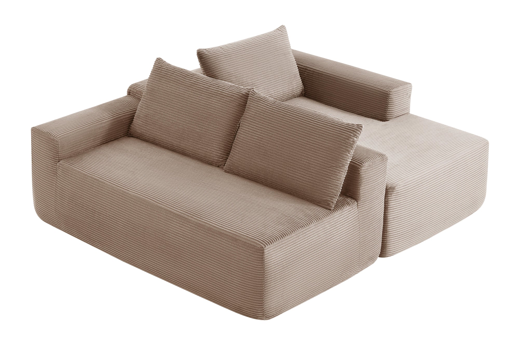 96.9" Cloud Sectional Couch with L-Shape Chaise,Modern Modular Sofa with Deep Seat, Upholstered Couches for Living Room Bedroom,No Assembly Required, (Corduroy Fabric),Camel,Right image 10