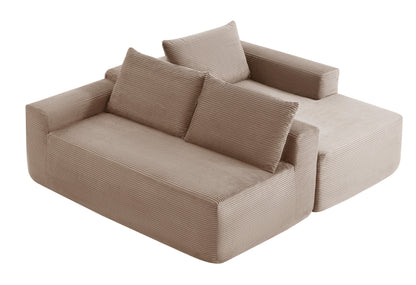 96.9" Cloud Sectional Couch with L-Shape Chaise,Modern Modular Sofa with Deep Seat, Upholstered Couches for Living Room Bedroom,No Assembly Required, (Corduroy Fabric),Camel,Right image 10