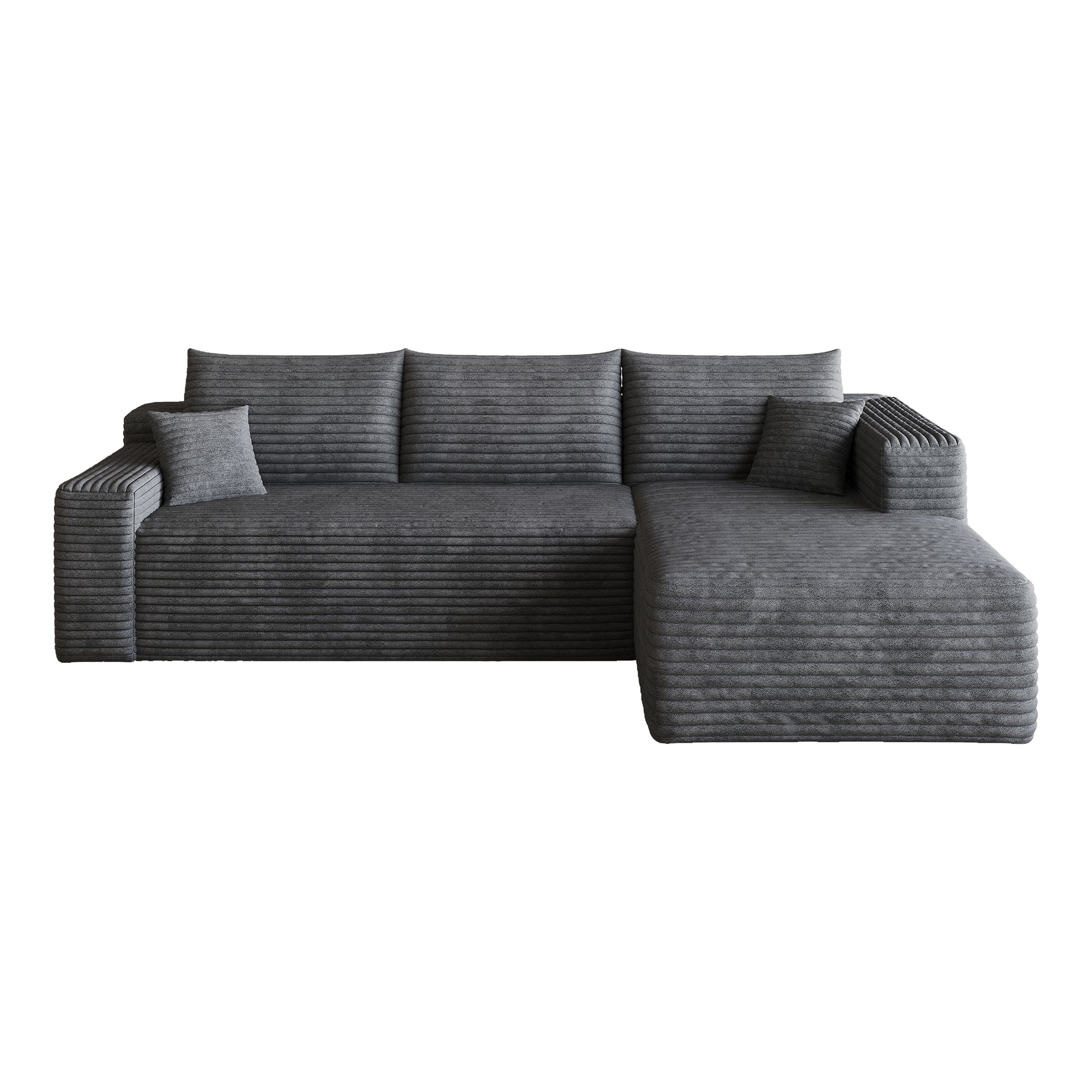 95" Cloud Sectional Sofa,Modern Minimalist Upholstered Couches, Comfort U Shaped Sofa for Living Room,Deep Seat Corner Couch,No Assembly Required,Dark Grey((Plush Corduroy Fabric) image 12