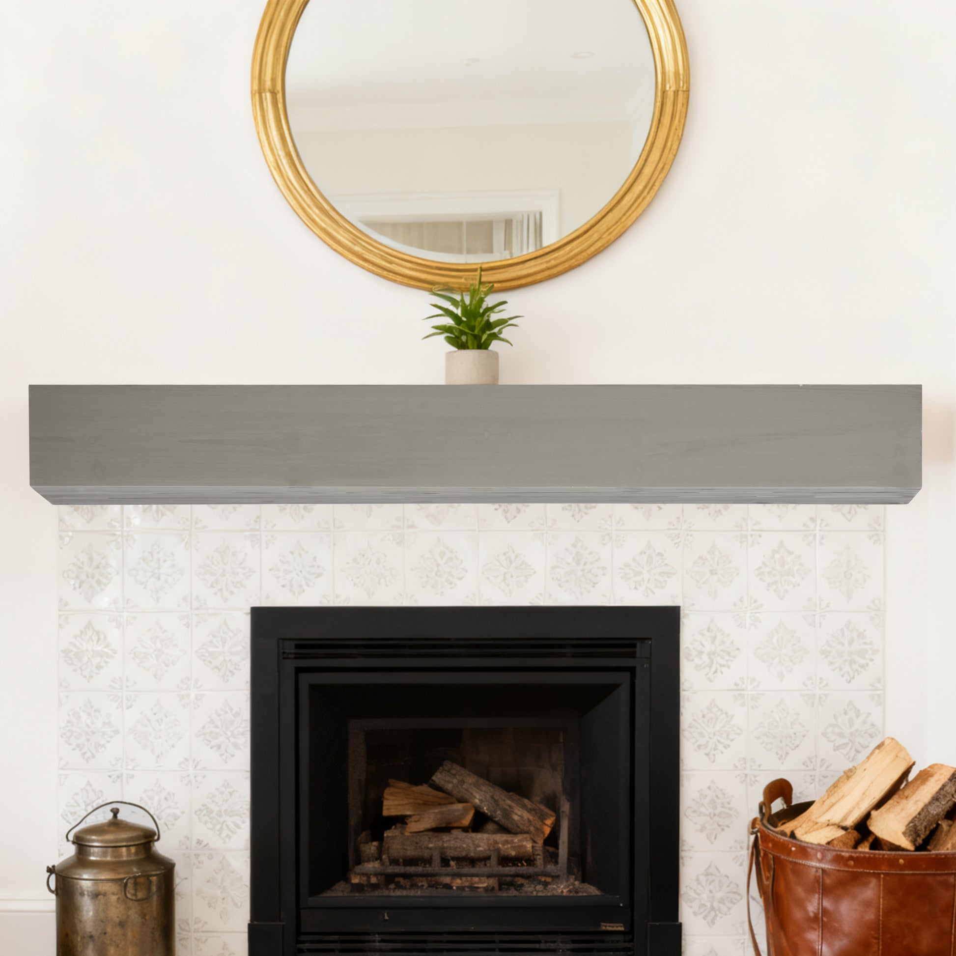 48'' Fireplace Mantel Fir Wood Wall-Mounted & Floating Shelf for Home Decor with Flat Surface image 10