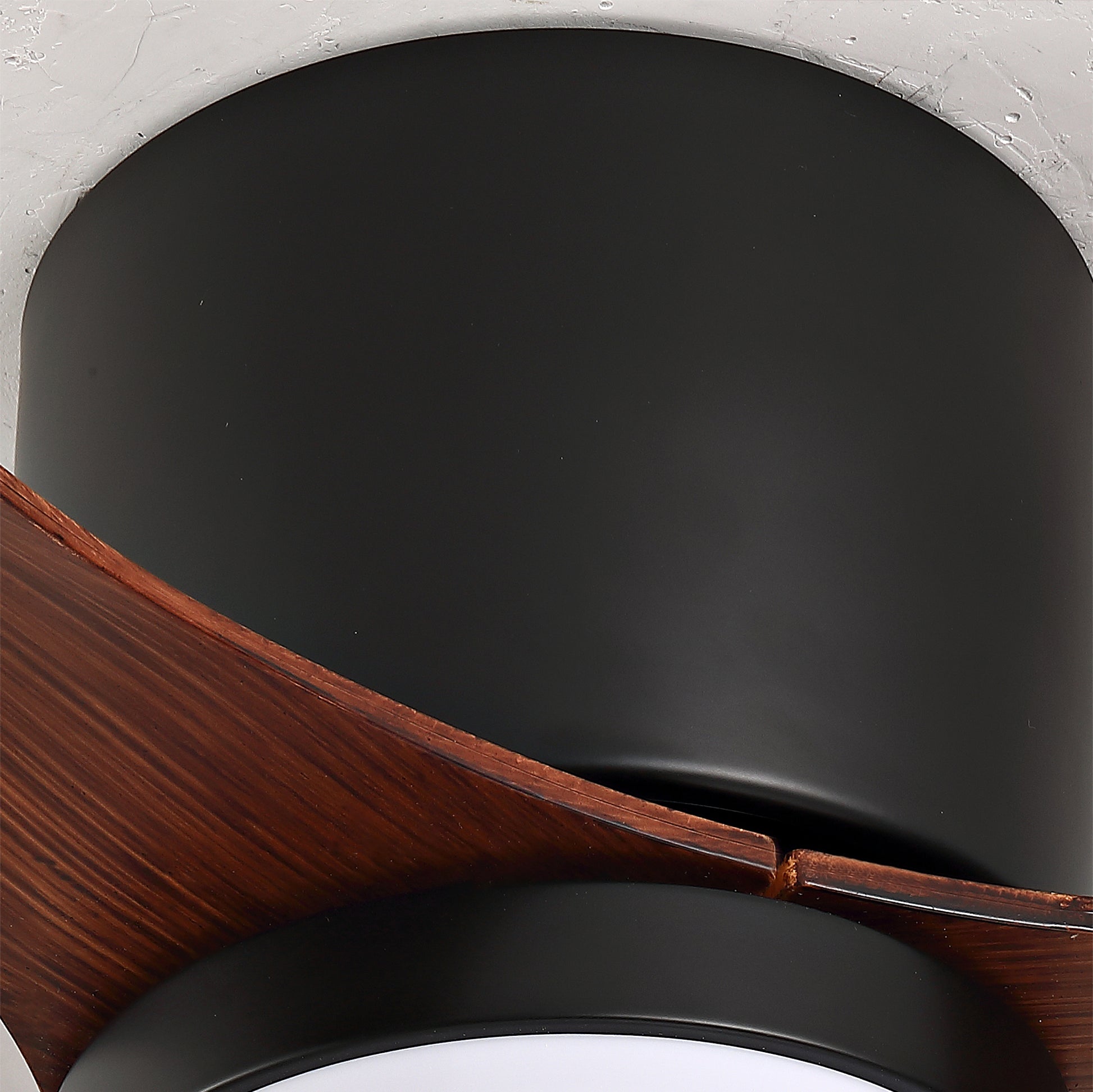 52 Inch Ceiling Fans with Lights, Flush Mount Low Profile, 3 ABS Blades Ceiling Fan with Light and Remote, 6-Speed, Reversible DC Motor, Noiseless, for Bedroom, Indoor/Outdoor, Black+Walnut image 4