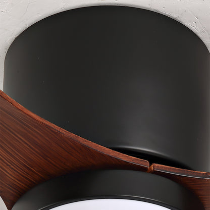 52 Inch Ceiling Fans with Lights, Flush Mount Low Profile, 3 ABS Blades Ceiling Fan with Light and Remote, 6-Speed, Reversible DC Motor, Noiseless, for Bedroom, Indoor/Outdoor, Black+Walnut image 4