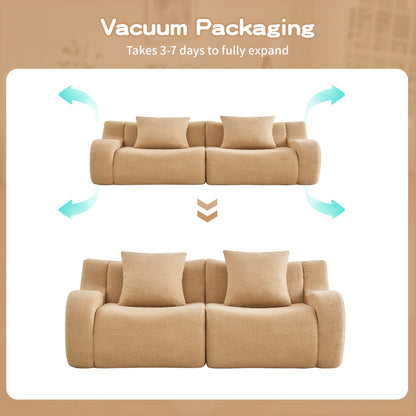 Soft Teddy Fabric Boneless Sofa,No Assembly Required Streamlined Design,Anti-Slip Design 32D High Density Sponge Fits Living Rooms Bedrooms,Camel image 12