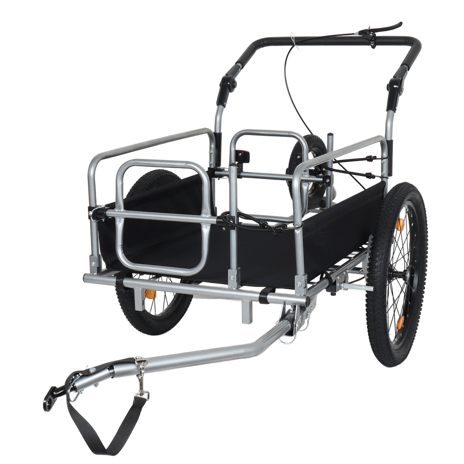 3-in-1 Heavy-Duty Bike Cargo Trailer -Bike Compatible Steel Frame, 110lb Capacity, Convertible Stroller & Pull Cart w/Suspension, 20 *2-3/8" FAT tire image 1