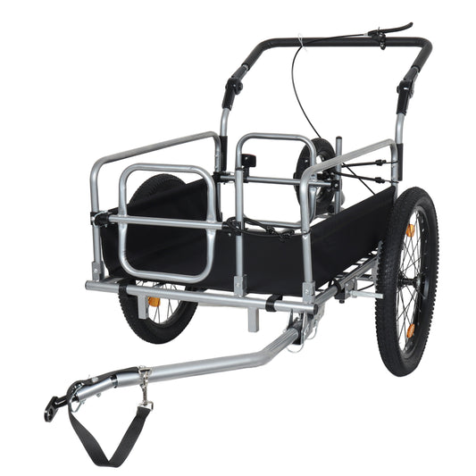 3-in-1 Heavy-Duty Bike Cargo Trailer - side view showing steel frame and 20-inch FAT tire