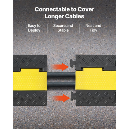 Cable Protector Ramp, 22,000 lbs/axle Capacity, 2 Channel Heavy Duty Rubber Cord Hose Wire Cover, 1.3 x 1.2 in Channel, Traffic Speed Bump with Flip-Open Top Cover, for Indoor Outdoor, 1 Pack image 6