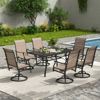Outdoor Dining Chairs Set of 2, 360°Swivel Patio Dining Chair with Textilene Fabric, Outdoor Metal Armchair All Weather Resistant, Ergonomic Comfort, Perfect for Patio, Backyard, Balcony image 7