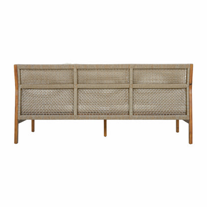 3 Piece Acacia Wood Patio Furniture Set, Outdoor Wicker Furniture Sectional Sofa Set with Coffee Table, 4 Seats Sofa Deep Seating with Soft Cushions for Garden, Backyard, Teak & Mix Brown & Cream image 10