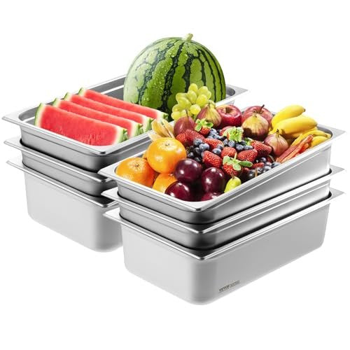 VEVOR full size steam table pan 6 in deep - 6 pans