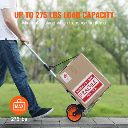 Folding Hand Truck, 275 lbs Load Capacity, Aluminum Portable Cart, Convertible Hand Truck and Dolly with Telescoping Handle and PP+TPR Wheels, Ultra Lightweight Super Strong for Moving Warehouse image 5