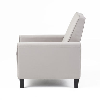 27.5" Push Back Recliner Chair Upholstered Recliner Armchair with Solid Beech Wood Legs for Living Room and Bedroom(Old SKU:52422.00FDGRY), Grey image 8