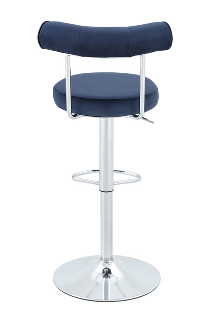 Soft Velvet Upholstered Swivel Adjustable Bar Chair with Chrome Silver Legs - Dining Room Living Room Bar Cafe Reception Desk Bar Stool(Dark Blue, Set of 2) image 12