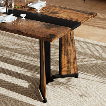 70.9"Rectangular Large Dining Table, Waterproof Large Desk for 8 People, Deluxe Family Dining Table with Adjustable Legs for Kitchen,Living Room,Office, Rustic Brown,70.9''W x 35.4''D x 30.3''H image 12