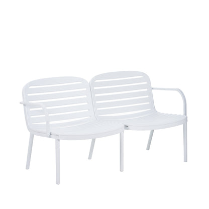 Luna Outdoor Patio PP Loveseat, White Frame with Green Cushion image 12