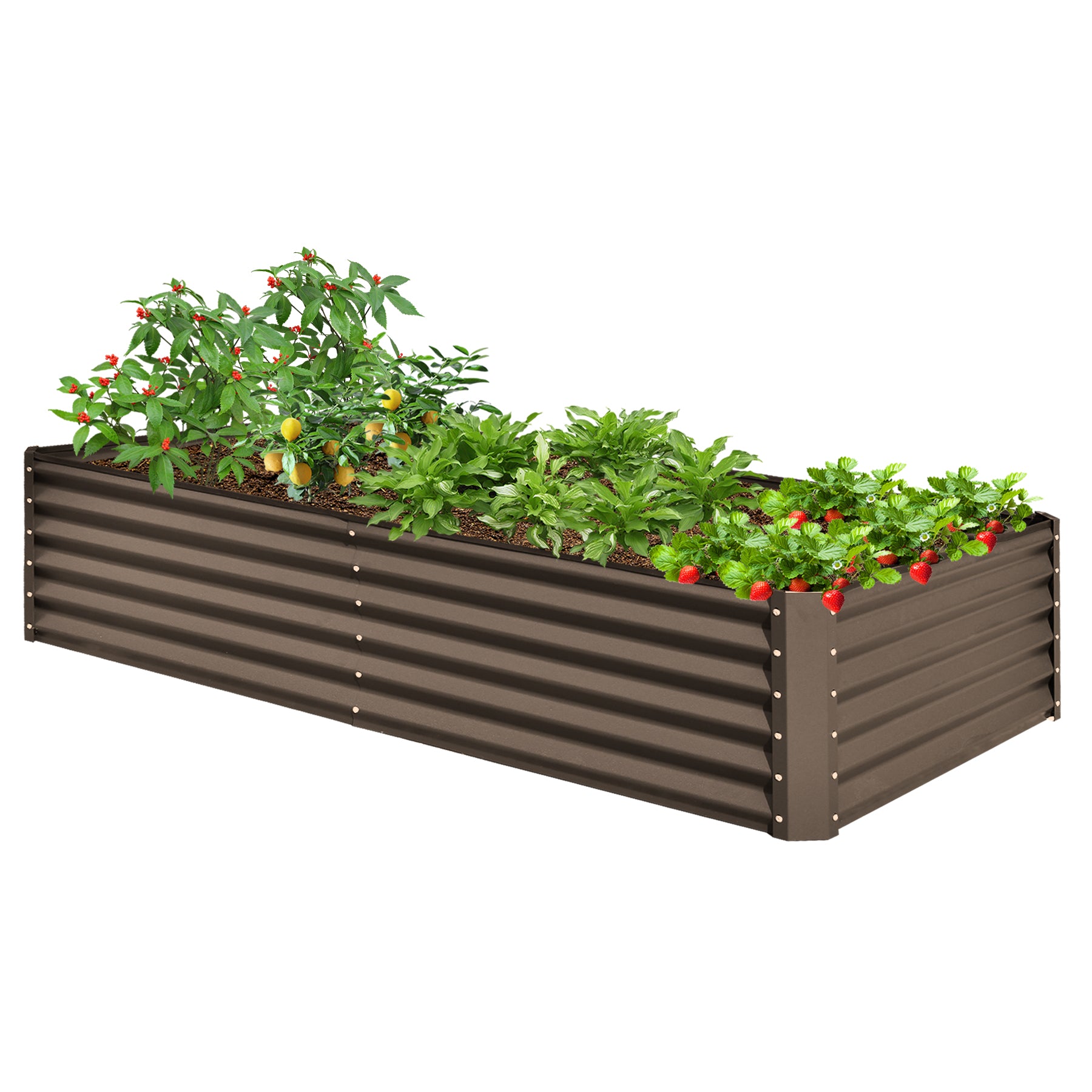 8x4x1.5 ft Galvanized Raised Garden Bed, Outdoor Planter Garden Boxes Large Metal Planter Box for Gardening Vegetables Fruits Flowers,Brown image 1