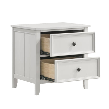 Classic White Finish Nightstand of 2 Drawers Storage Modern Farmhouse Style Bedroom Furniture 1pc Bedside Table image 4