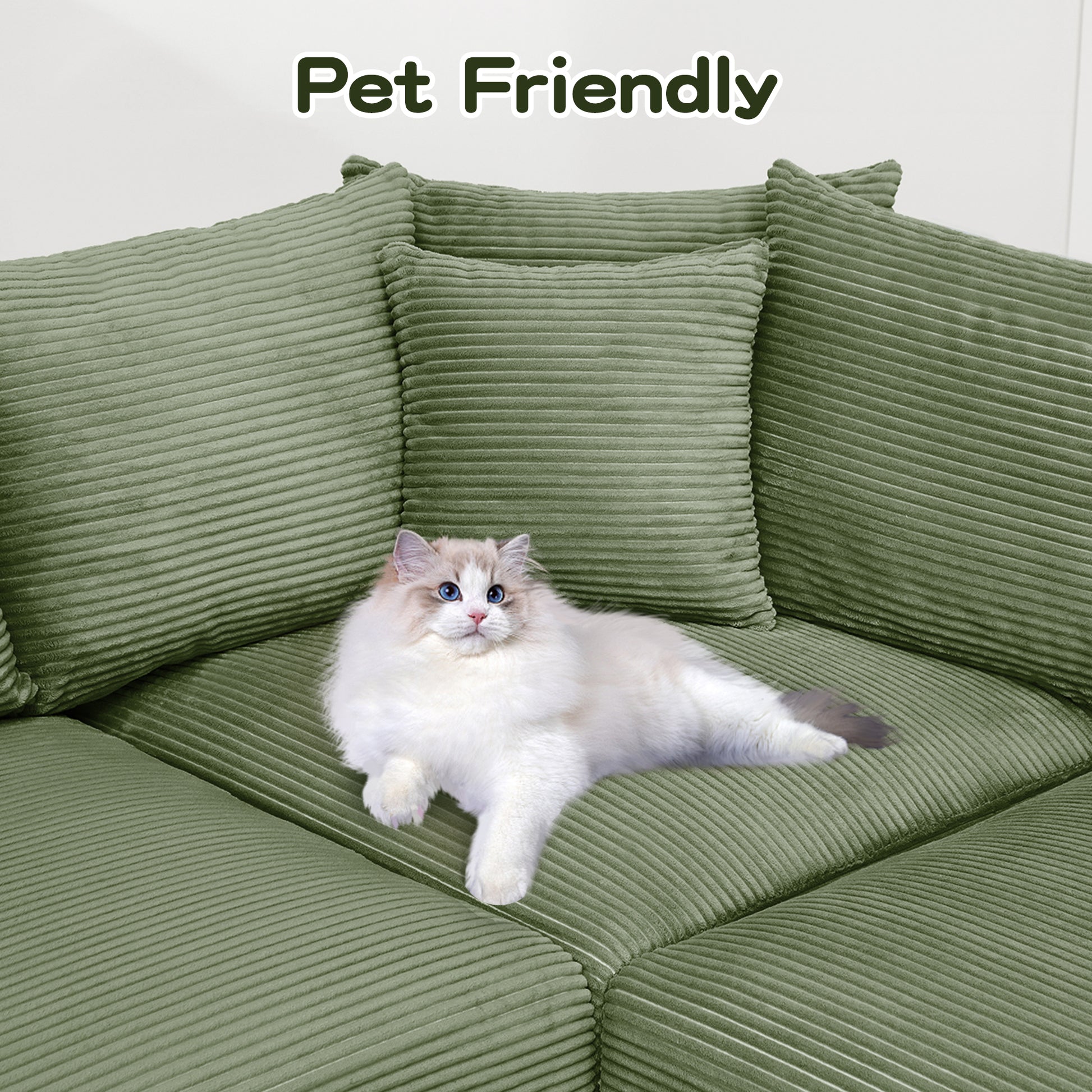 Oversized Cloud Modular Sectional Couch,Convertible Sectional Couches Deep Seat Extra-Wide Armrests, 10 Throw Pillows Premium Corduroy Fabric, Ergonomic Design,Easy Assembly, For Living Rooms,Green image 7