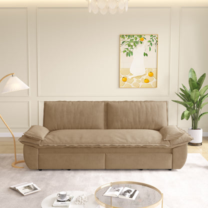 73.2" Queen Pull Out Sofa Bed,3-in-1 Convertible Sleeper Sofa,Multi-Functional Corduroy Loveseat Bed,Camel(Old sku:W1885S00234) image 4