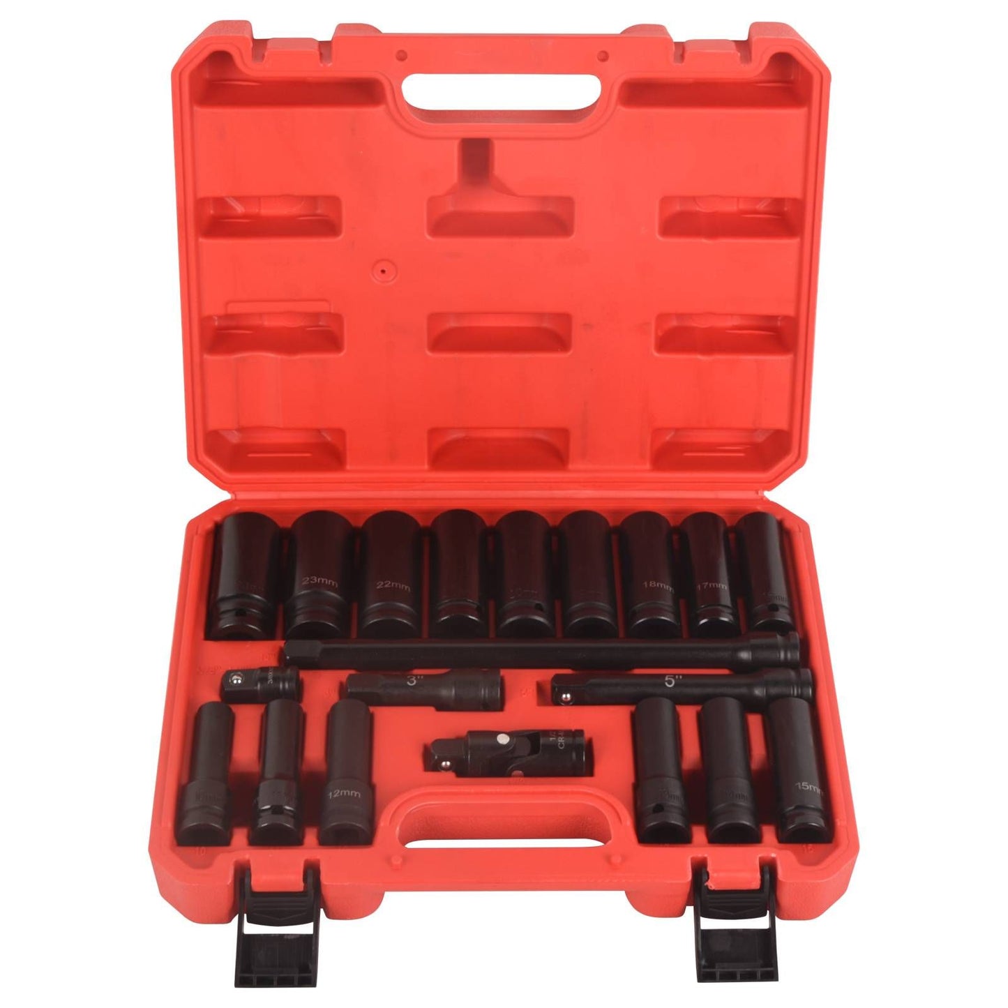 1/2" Drive Deep Impact Socket Set, 20Pcs Socket Set, 3',5',10' Extension Bars,3/8" to 1/2" Universal Joint, for use in a image 1