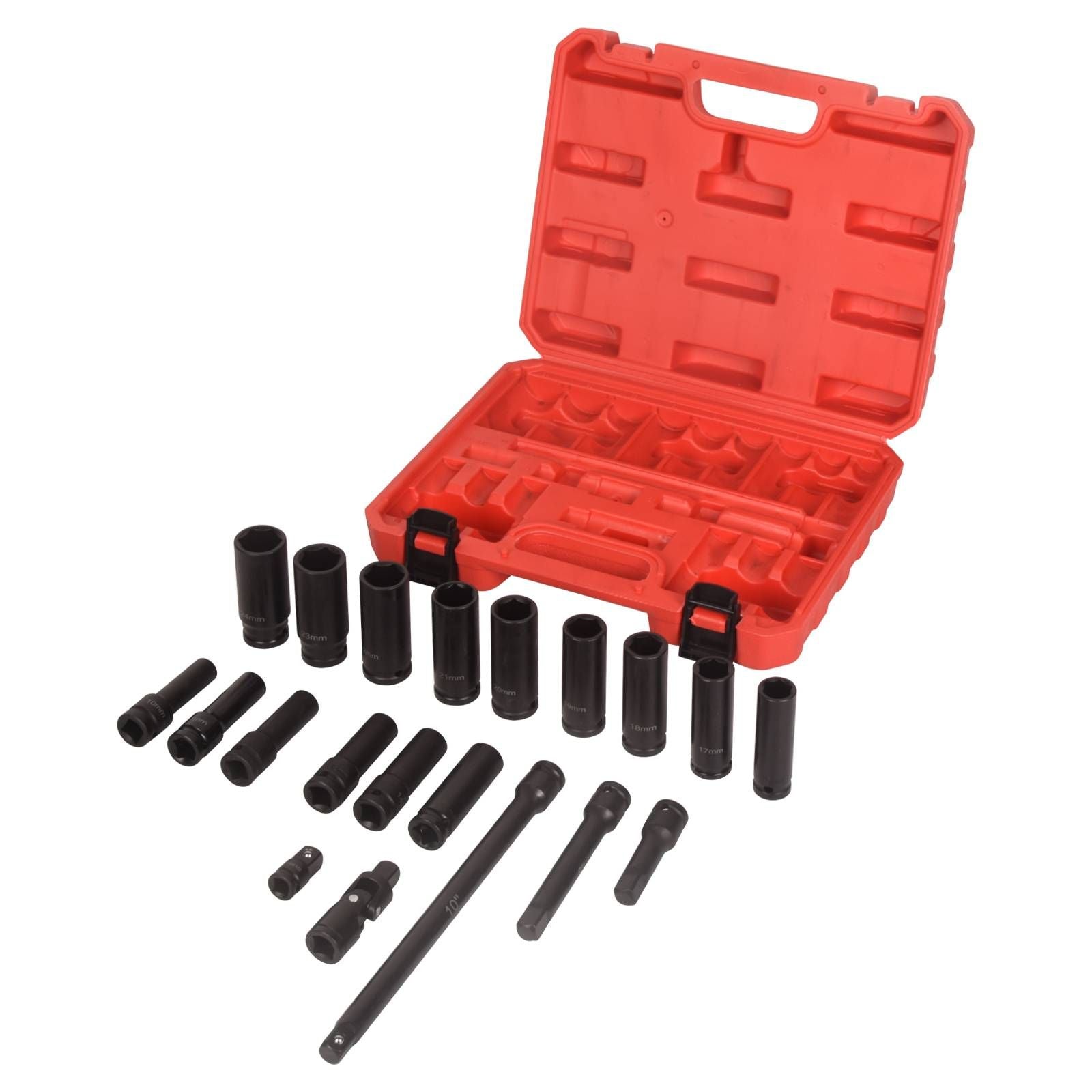1/2" Drive Deep Impact Socket Set, 20Pcs Socket Set, 3',5',10' Extension Bars,3/8" to 1/2" Universal Joint, for use in a image 4