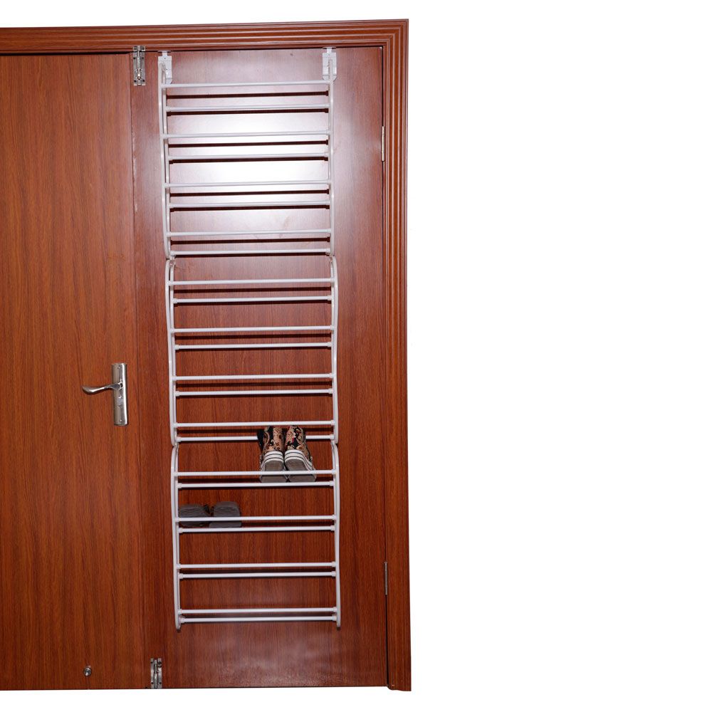 Compact shoe rack in narrow hallway