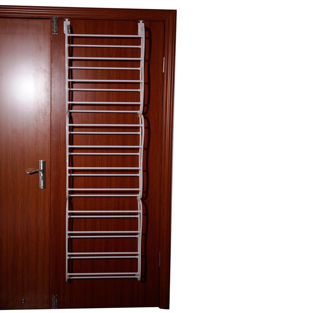 Shoe rack with multiple pairs of shoes organized