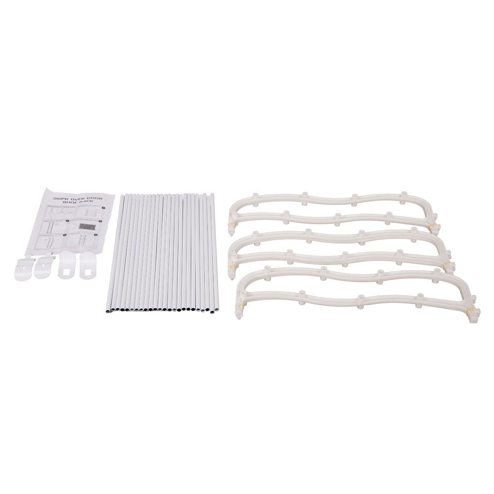 12-layer white wall-mounted shoe rack front view
