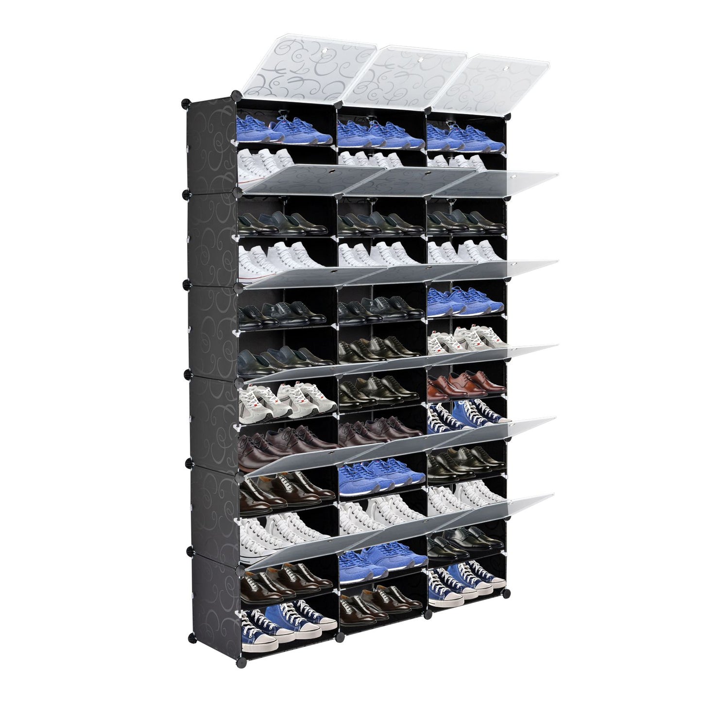 12-Tier Shoe Rack with Shoes Displayed