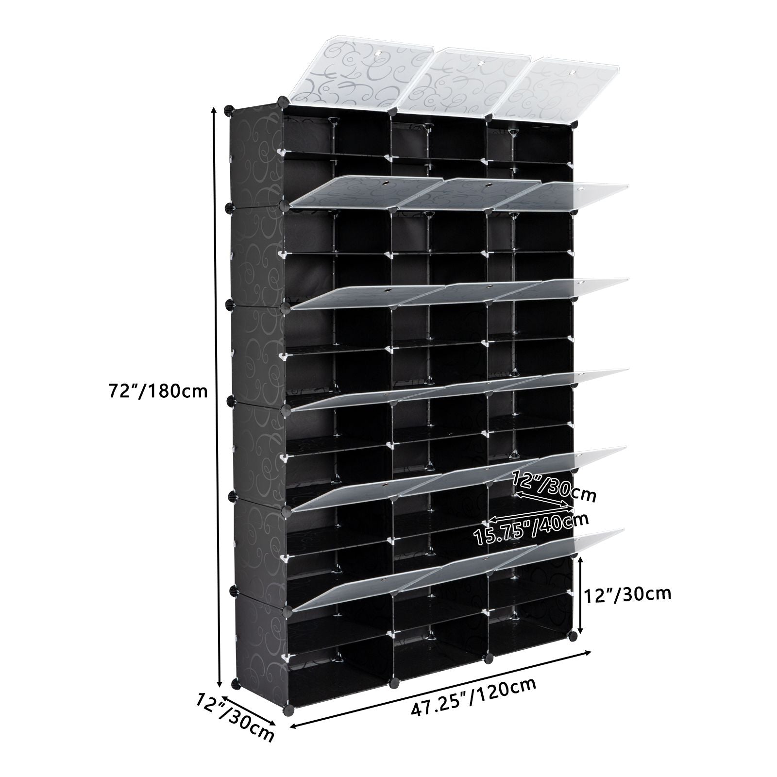 12-Tier Portable 72 Pair Shoe Rack Organizer 36 Grids Tower Shelf Storage Cabinet Stand Expandable for Heels, Boots, Sli image 13