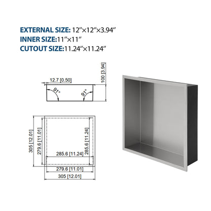 12" x 12" Stainless Steel Shower Niche, Brushed Nickel image 9