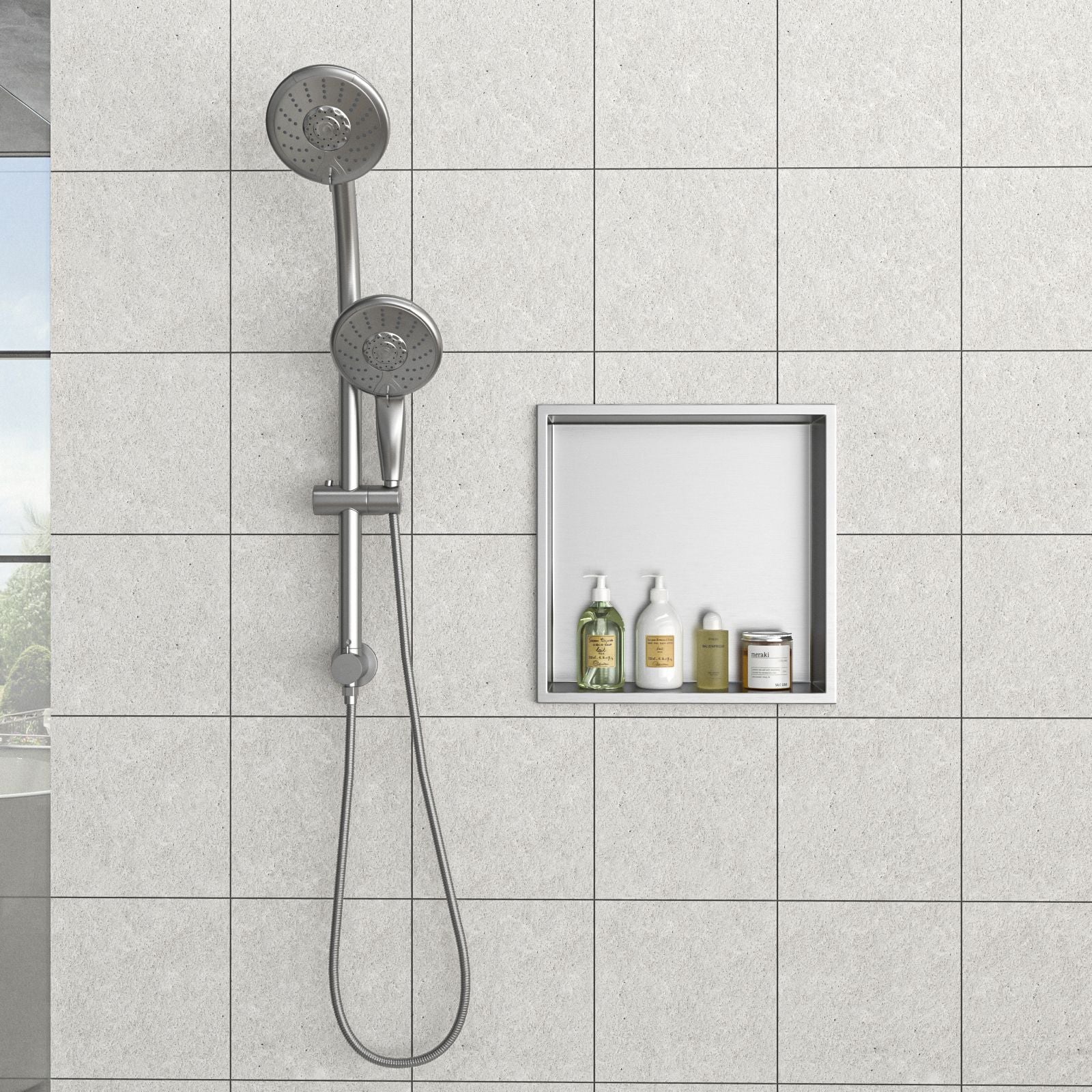 12" x 12" Stainless Steel Shower Niche, Brushed Nickel image 1