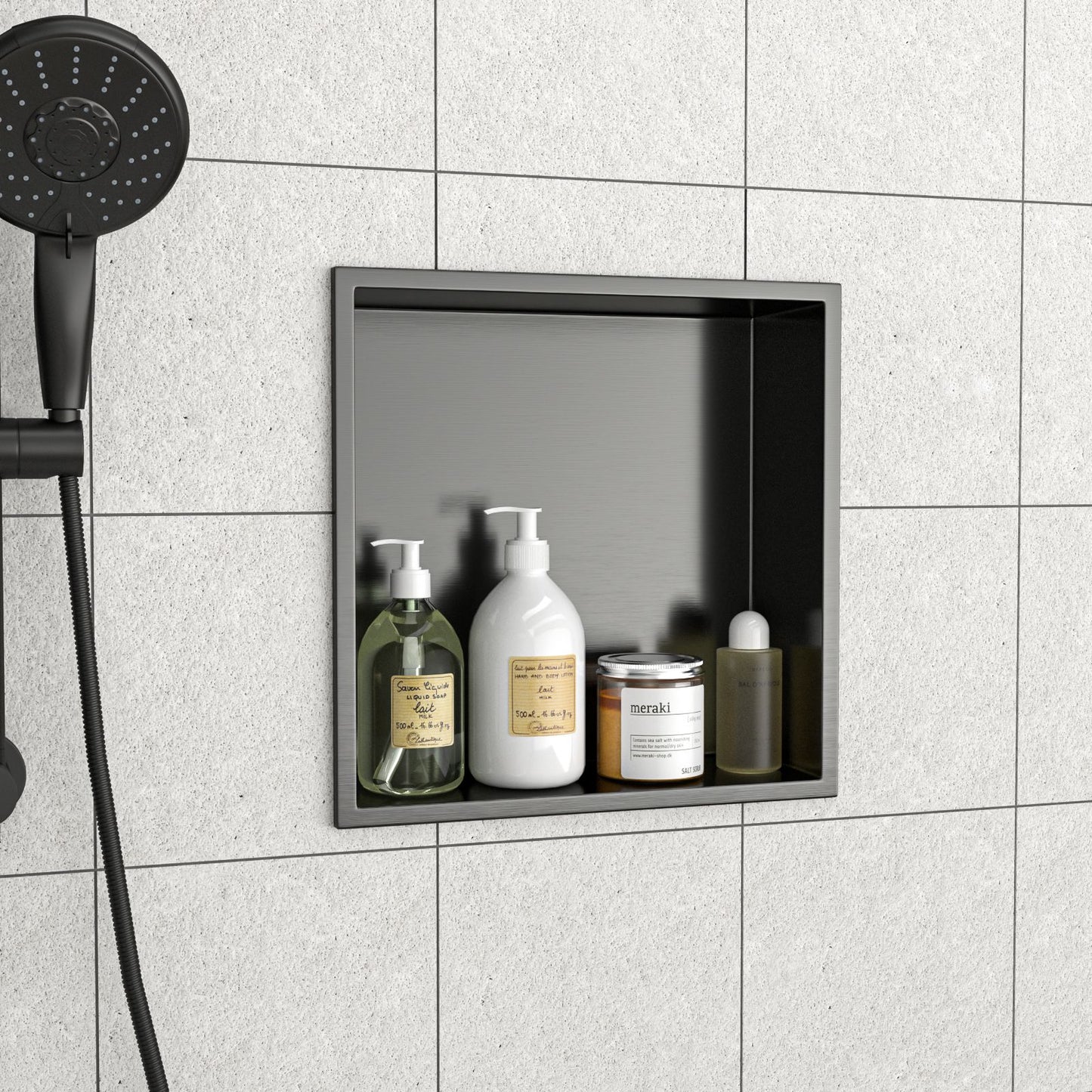 12" x 12" Stainless Steel Shower Niche, Gunmetal Black image 3