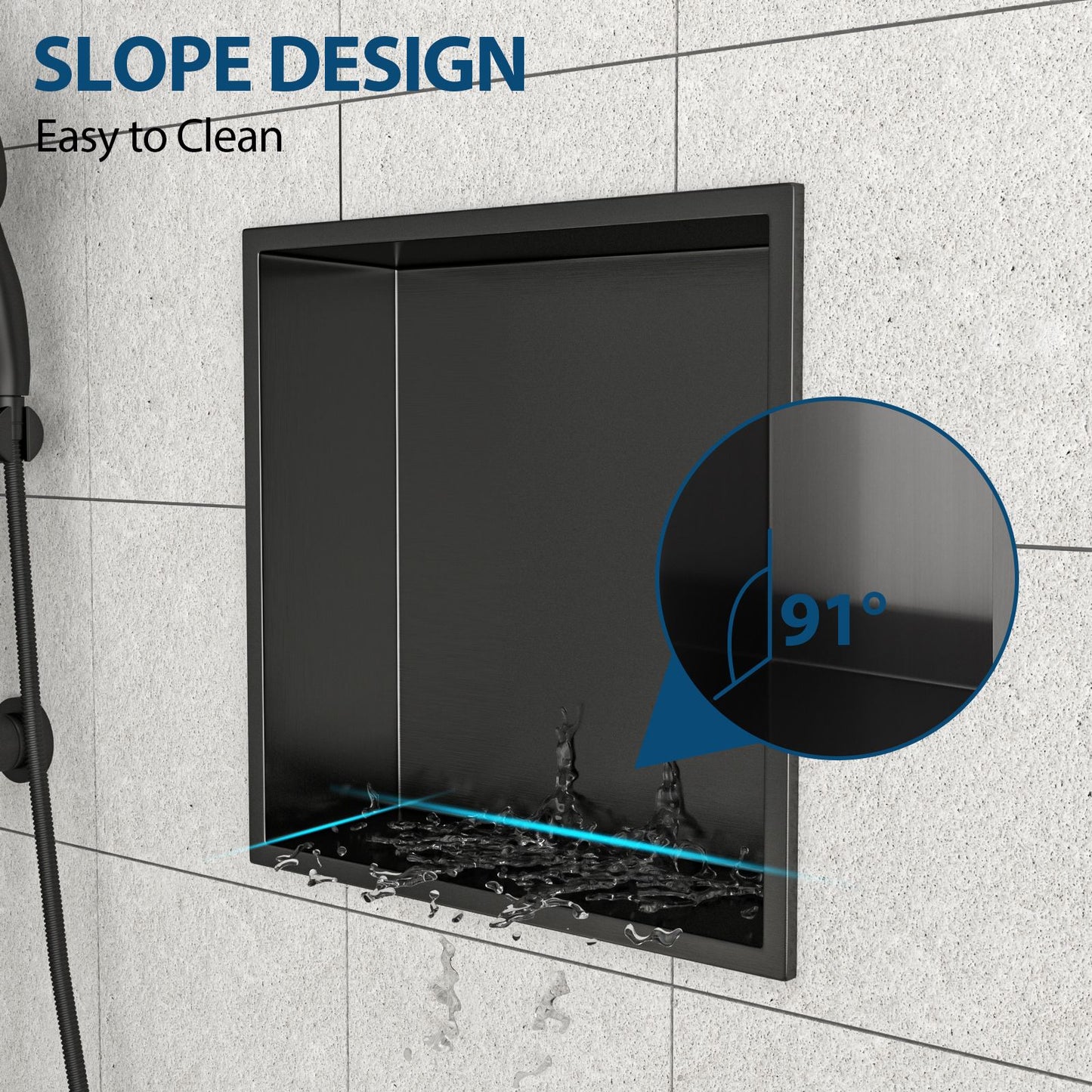 12" x 12" Stainless Steel Shower Niche, Gunmetal Black image 5
