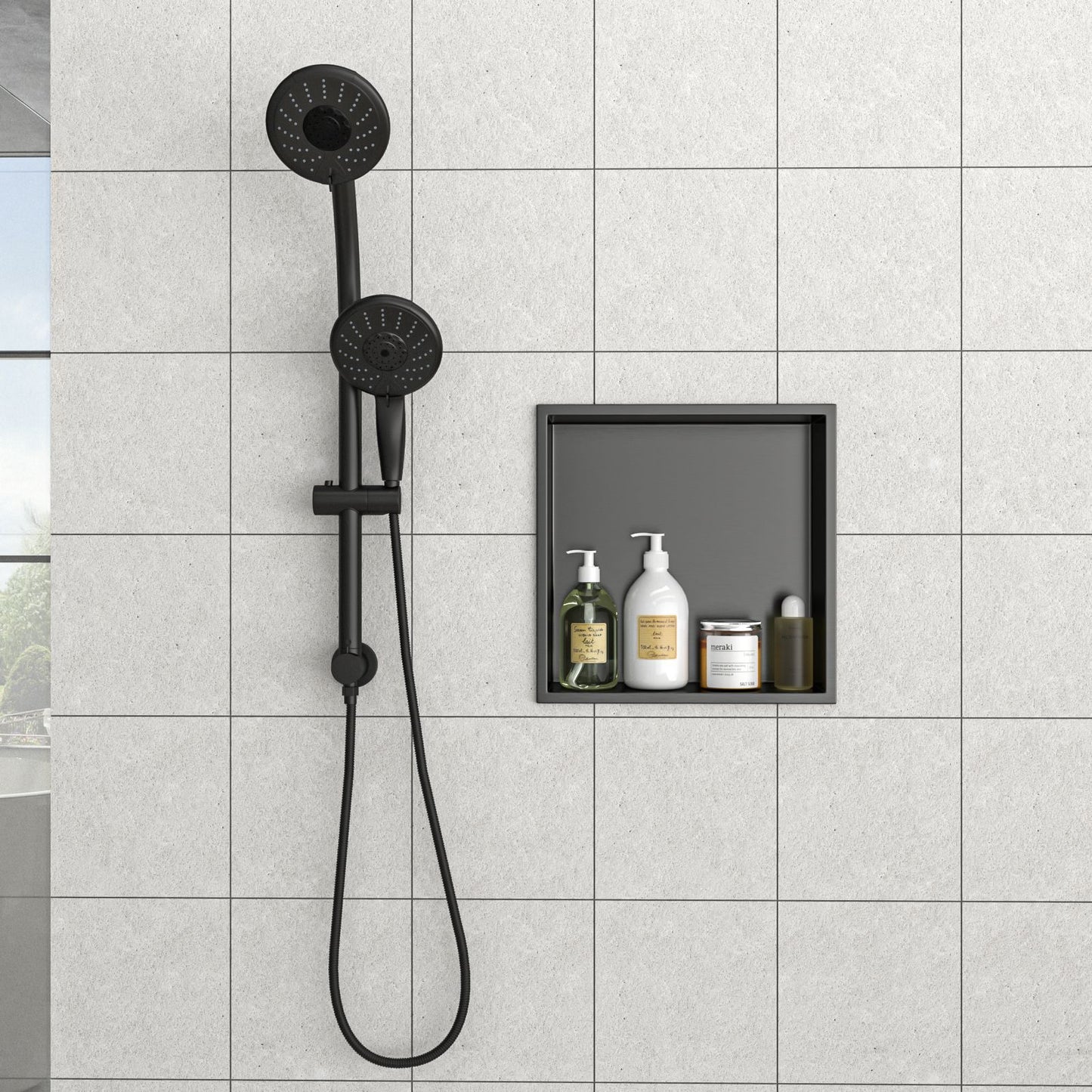 12" x 12" Stainless Steel Shower Niche, Gunmetal Black image 2