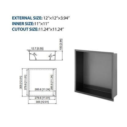12" x 12" Stainless Steel Shower Niche, Gunmetal Black image 9