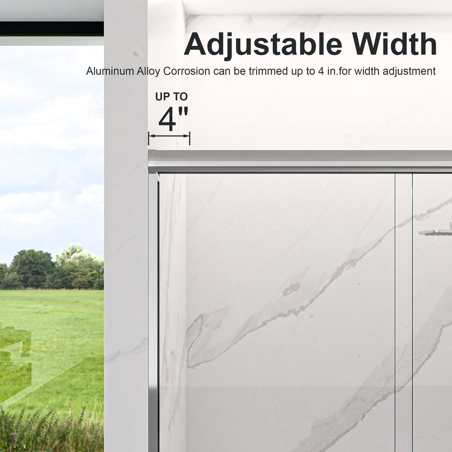 44"-48"W*72" H Semi-Frameless Double Sliding Shower Door, Bypass Shower Door, 1/4" (6mm) Thick SGCC Tempered Glass Door, Chrome image 7
