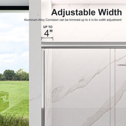 44"-48"W*72" H Semi-Frameless Double Sliding Shower Door, Bypass Shower Door, 1/4" (6mm) Thick SGCC Tempered Glass Door, Chrome image 7