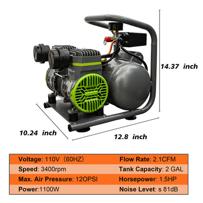 Oil Free Air Compressor, Quiet Low Noise Portable Air Compressor with Tank, 110V High Pressure Pneumatic Pump for Garage, Workshop, Woodworking, Tire Inflation image 10