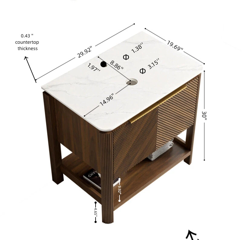 INDIGO 30'' Freestanding Cabinet without Basin, with Double Doors, Walnut Woodgrain Color image 5