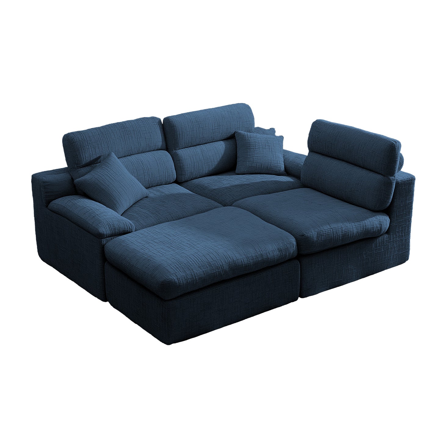 Corner Chaise Sofa with High Backrest,L-Shaped Couch with Slub Chenille Fabric, Compressed High-Density Sponge Cushion, Space-Saving No-Assembly Sofa for Living Room,Apartment(Blue) image 8
