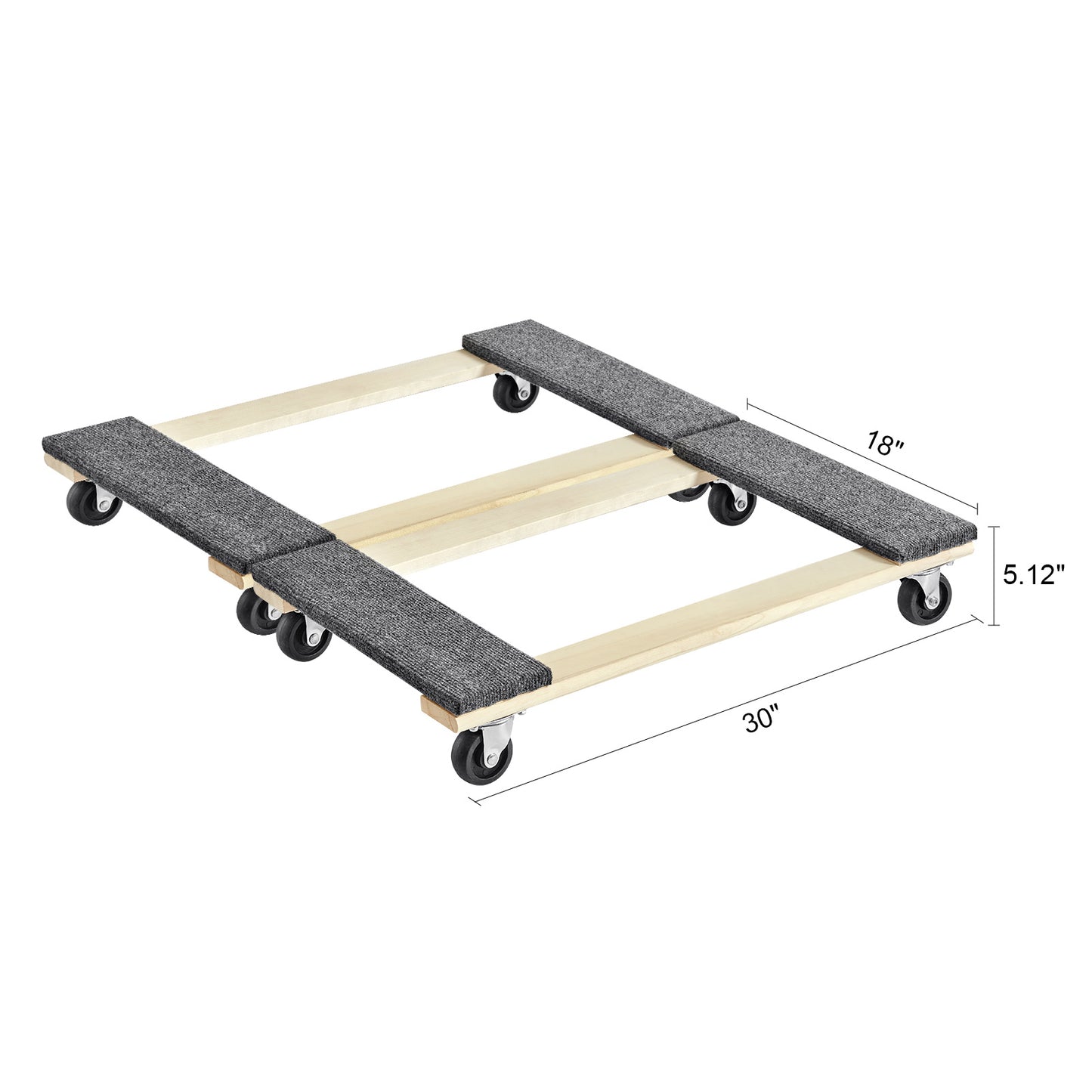 Furniture Dolly, 1000 lbs Each Load Capacity, 2 Packs, 18" x 30", 8 x 3" PP Swivel Casters, Heavy Duty Hardwood Furniture Moving Dolly, Mover's Dolly, Moving Cart with Wheels for Heavy Furniture image 10