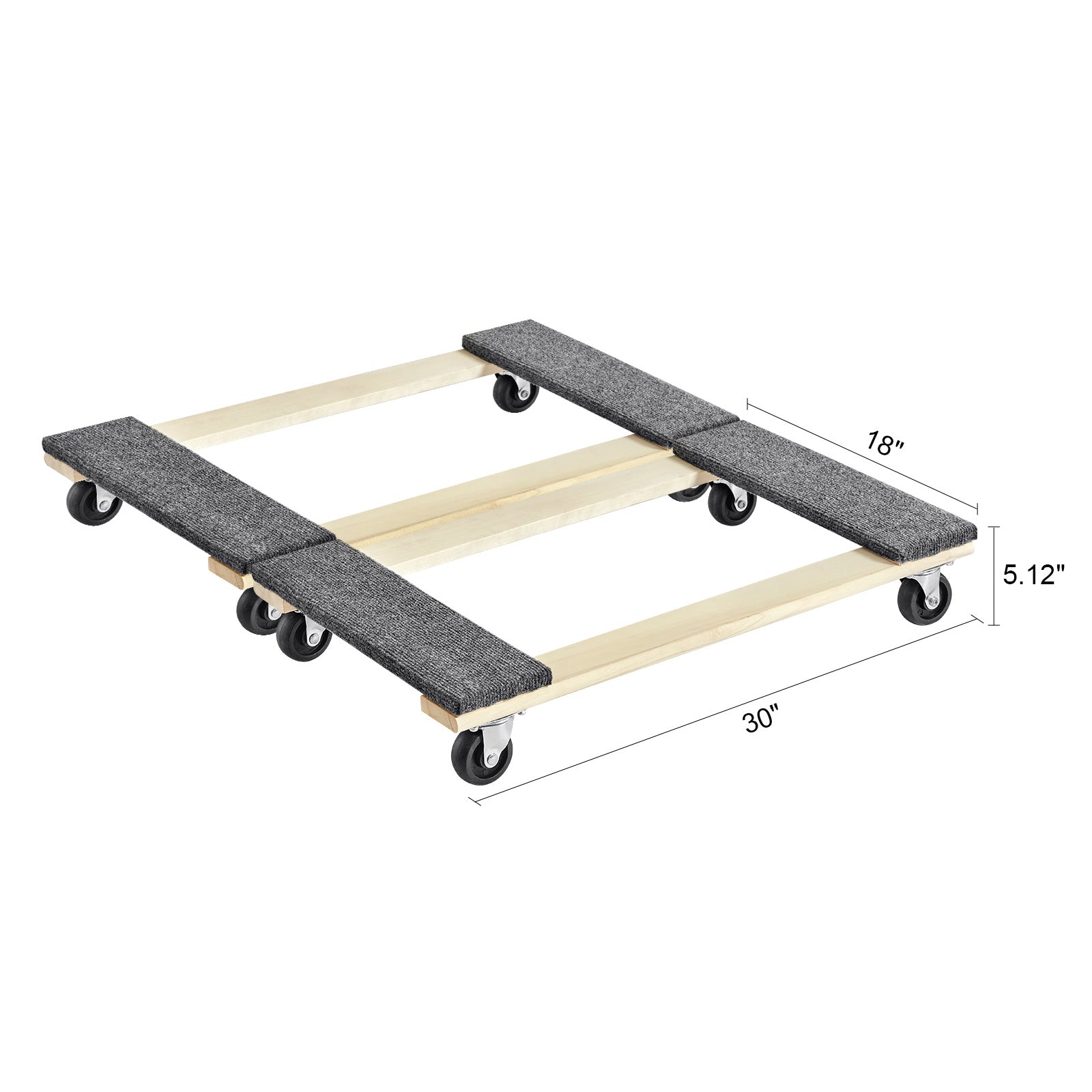 Furniture Dolly, 1000 lbs Each Load Capacity, 2 Packs, 18" x 30", 8 x 3" PP Swivel Casters, Heavy Duty Hardwood Furniture Moving Dolly, Mover's Dolly, Moving Cart with Wheels for Heavy Furniture image 10